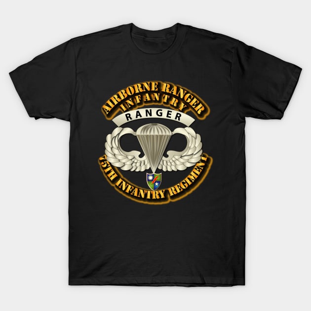 Airborne Badge - Ranger - 75th Infantry T-Shirt by twix123844